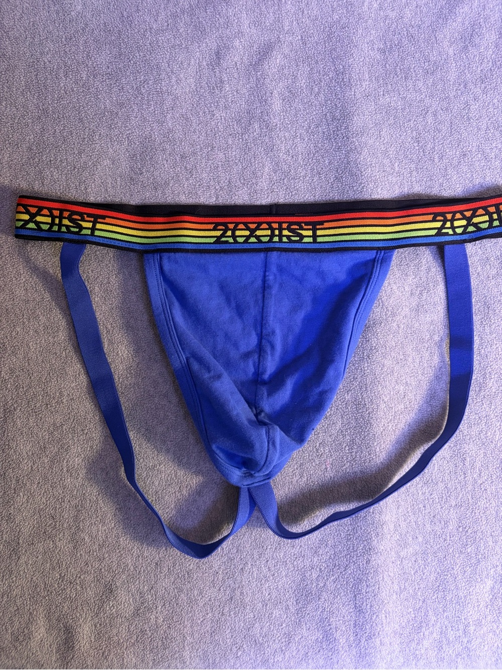 2xist Blue Jockstrap with Rainbow Stripe Waistband